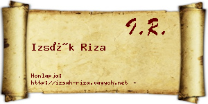 Izsák Riza névjegykártya
